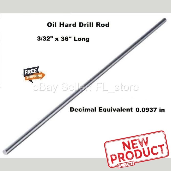 Drill Rod 3/32″ Oil Hard Steel 36″ Long Grade O1 Decimal Equivalent .0937″ NEW