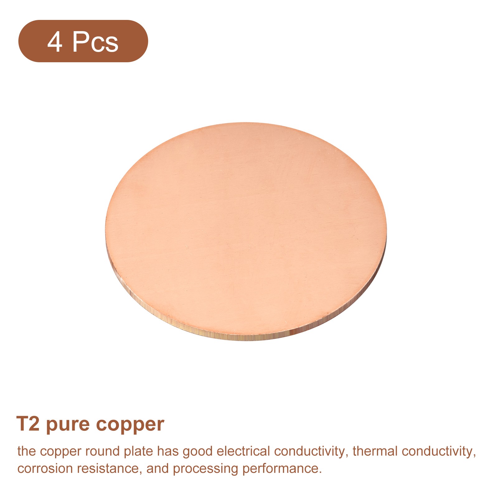 Pure Copper Sheet, 4pcs 2 3/8″ x 0.08″ 12 Gauge T2 Copper Metal Round Plate