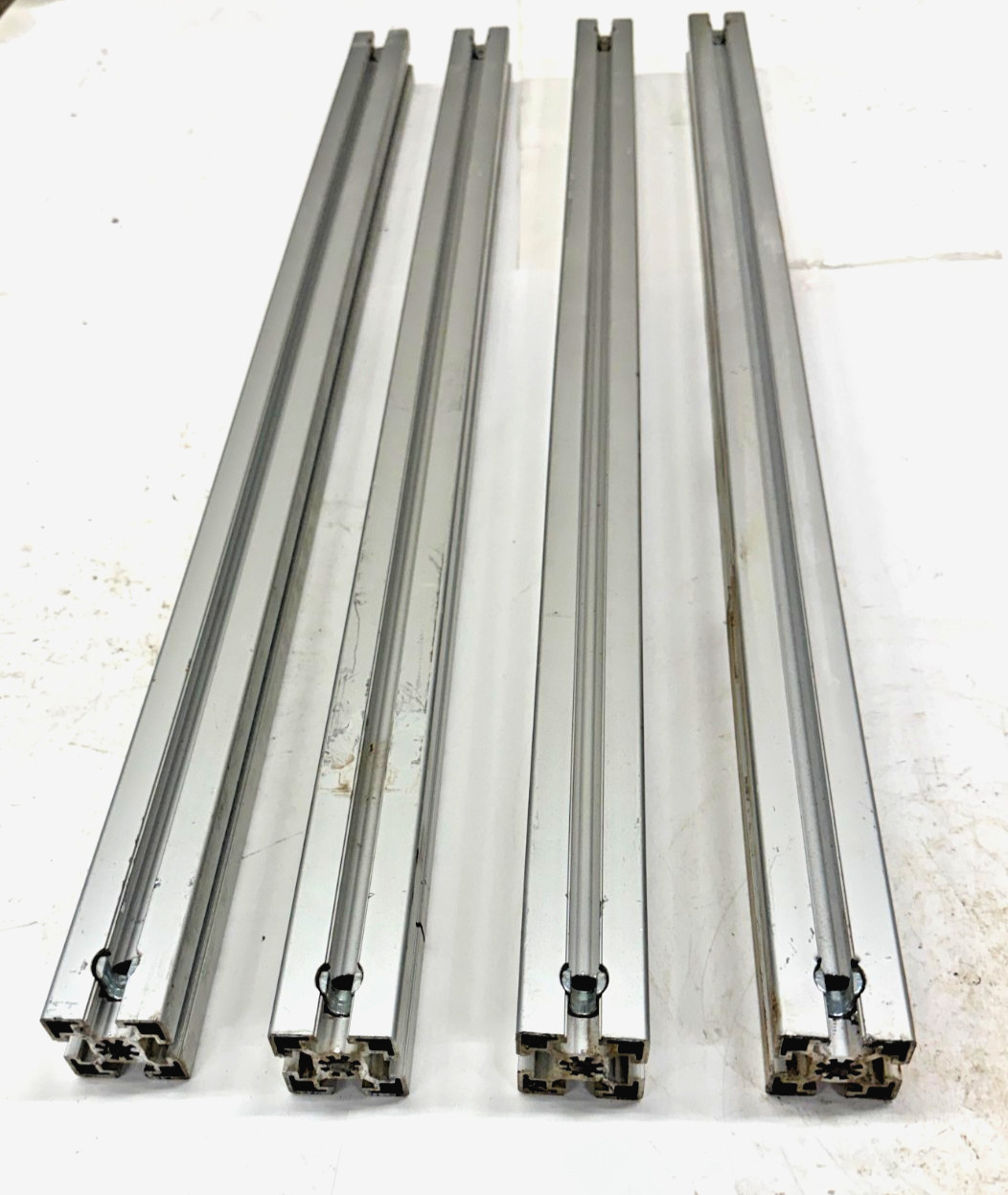 80/20 T-SLOTTED ALUMINUM EXTRUSION, 45-4545, (LOT OF 4), 4-OPEN SLOTS