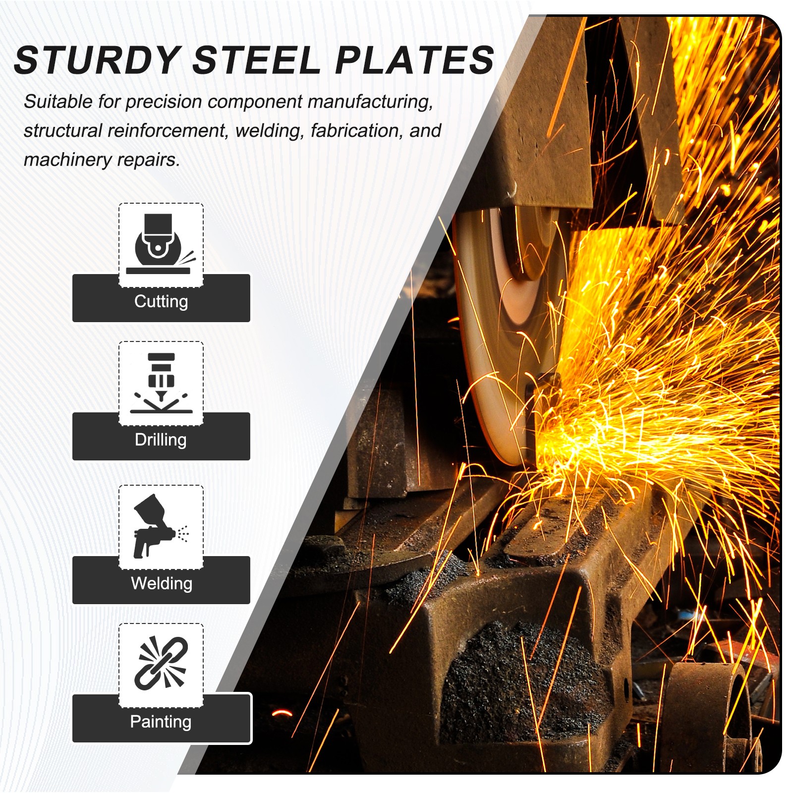 4Pcs 3/32″ Hot Rolled Steel Sheets 2″ x 2″ Steel Plate Base Silver)