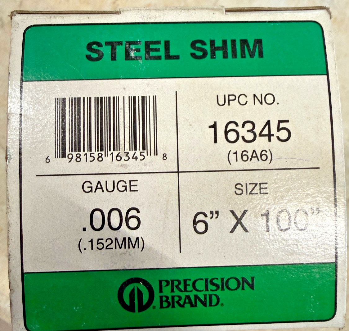 Precision Brand 16345 Shim Stock, Roll, Cold Low Steel, Gauge 0.0060″ 6″x100″