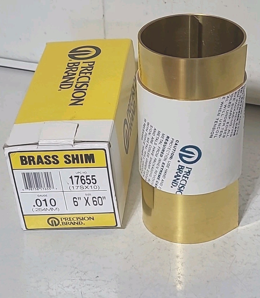 Precision Band 17655, .010″ X 6″ X 60″ Brass Shim Stock In Box