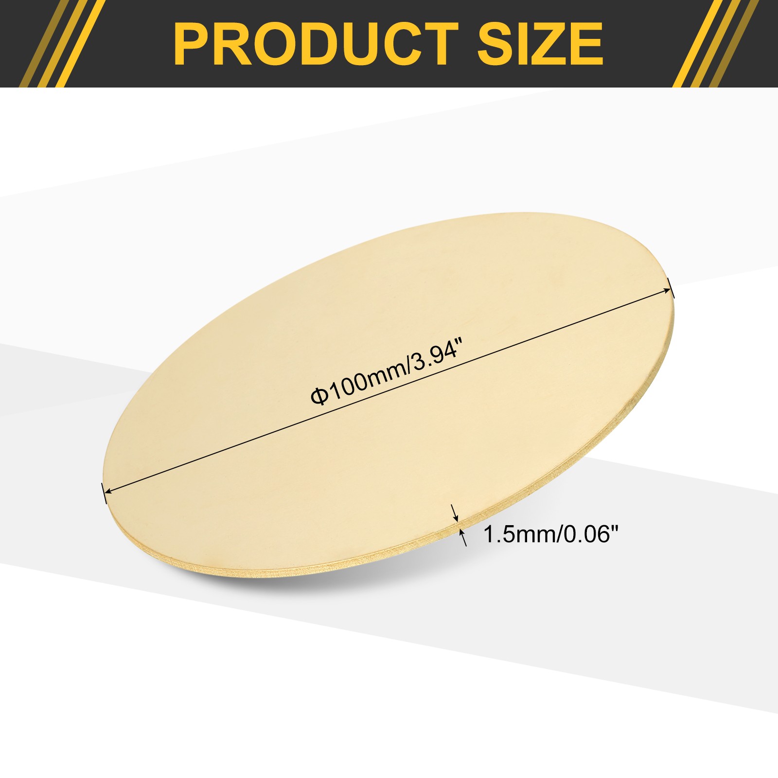 Brass Round Plate, 0.06″(1.5mm) Thick 4″(100mm) Dia H62 Brass Round Sheet