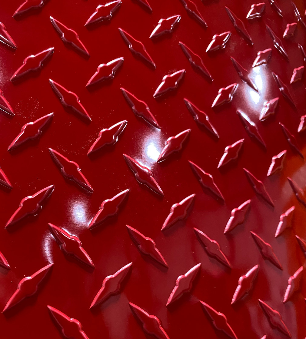 4′ x 8′ Red Aluminum Diamond Plate Sheet .025” (1/40th) Thick Embossed