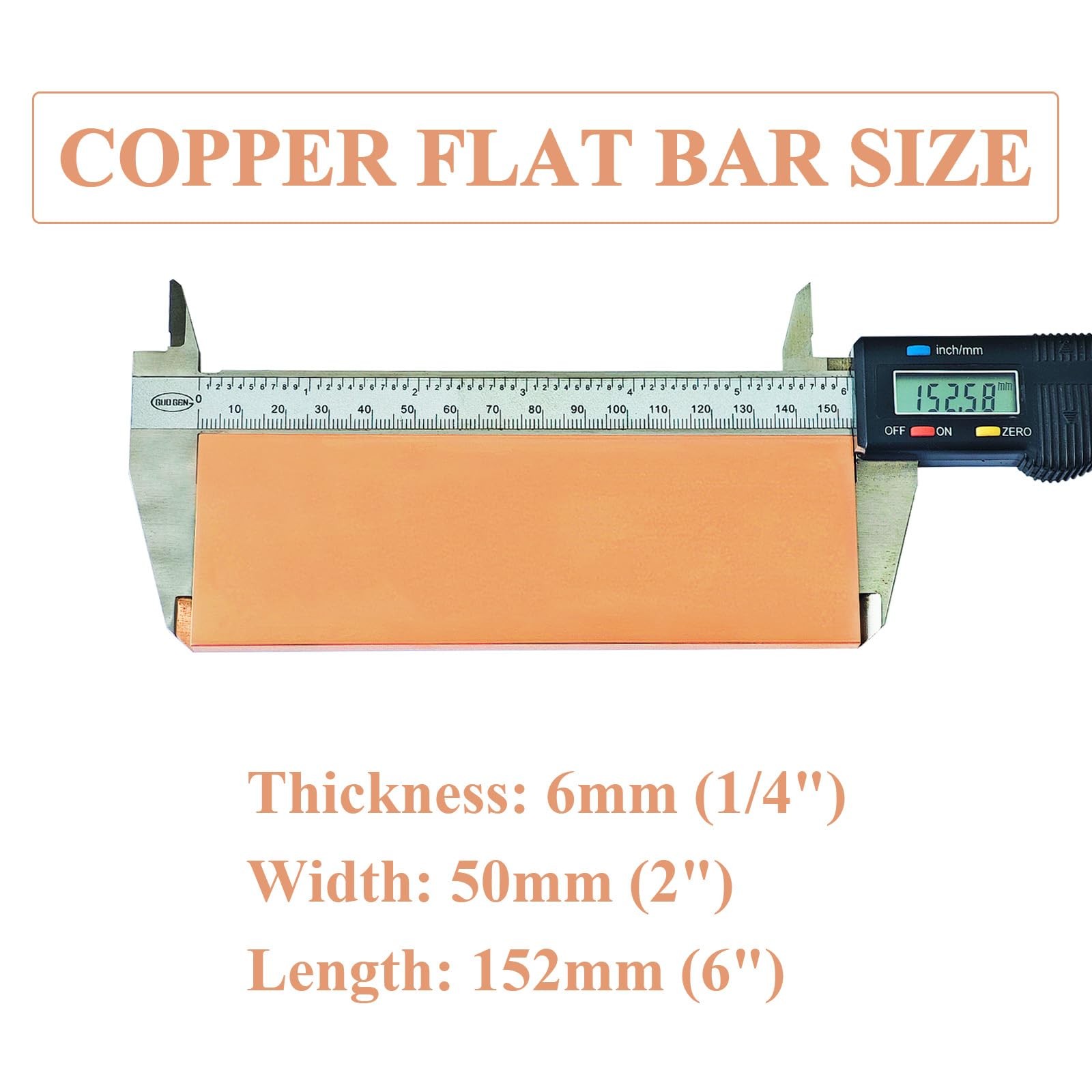 1 PCS Copper Flat Bar 1/4x2x6 Inch 99.98% Copper Bus Bar Stock DIY Supply