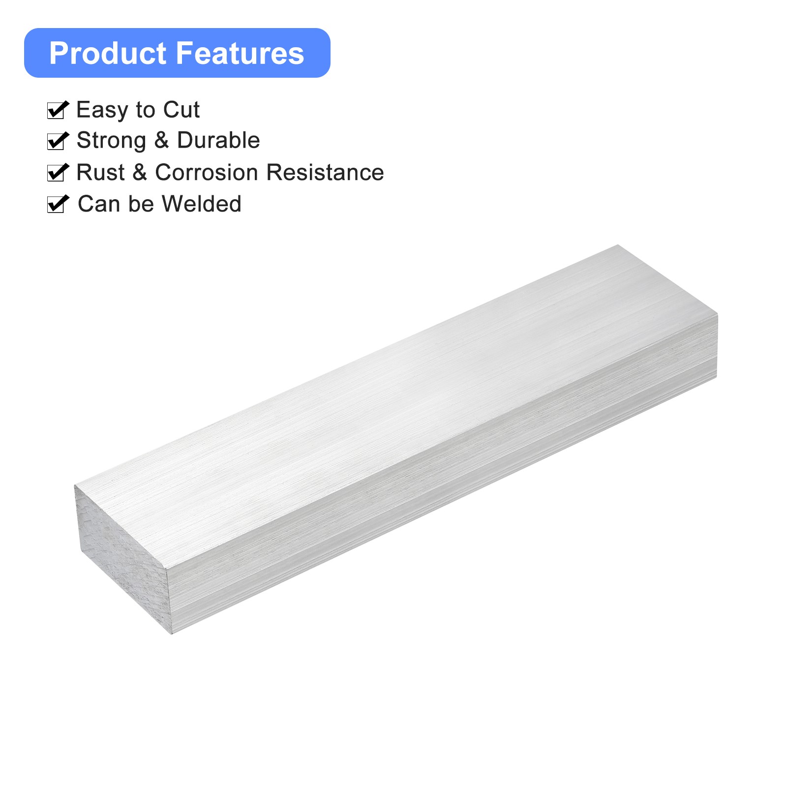 Square Aluminum Flat Bar 1″ Thickness 2″ Width 8″ Length New