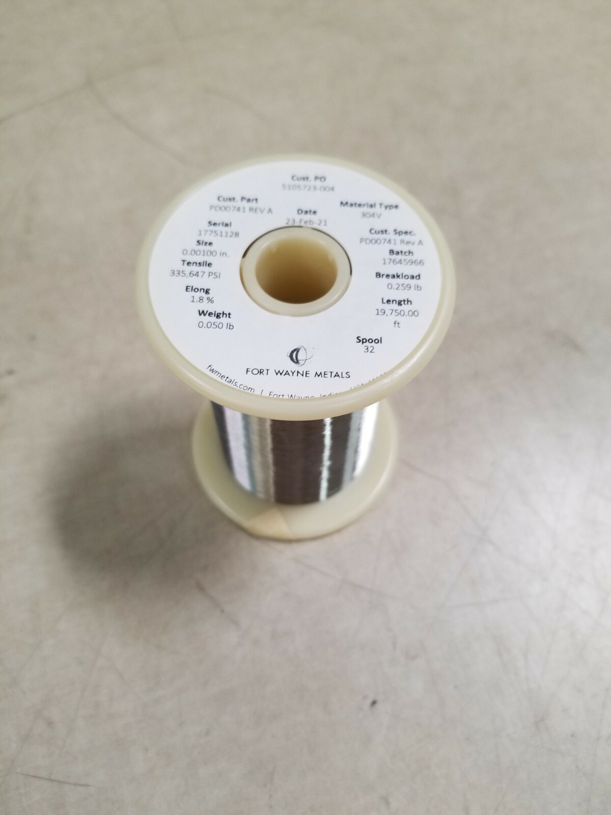 Fort Wayne Metals 0.00100″ Stainless Steel Wire 304V 0.050 lbs (19,750 feet)