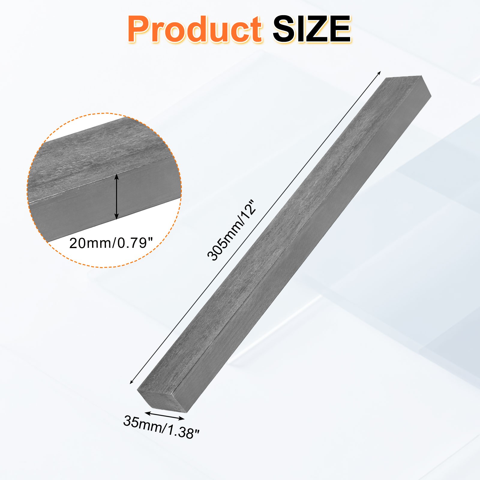 1018 Cold Rolled Carbon Steel Bar, 0.79″x1.38″x12″ Rectangular Flat Bar