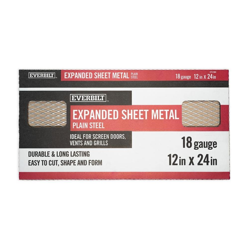 Everbilt 12×24 in. 18 Gauge Plain Steel Expanded Metal 1/2 in. O/C Spacing