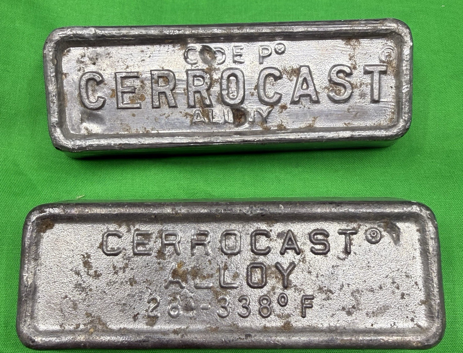 Cerro Cast Non-Eutectic Low Melt Alloy (281° – 338° F) 2 Bars 3lb 4oz
