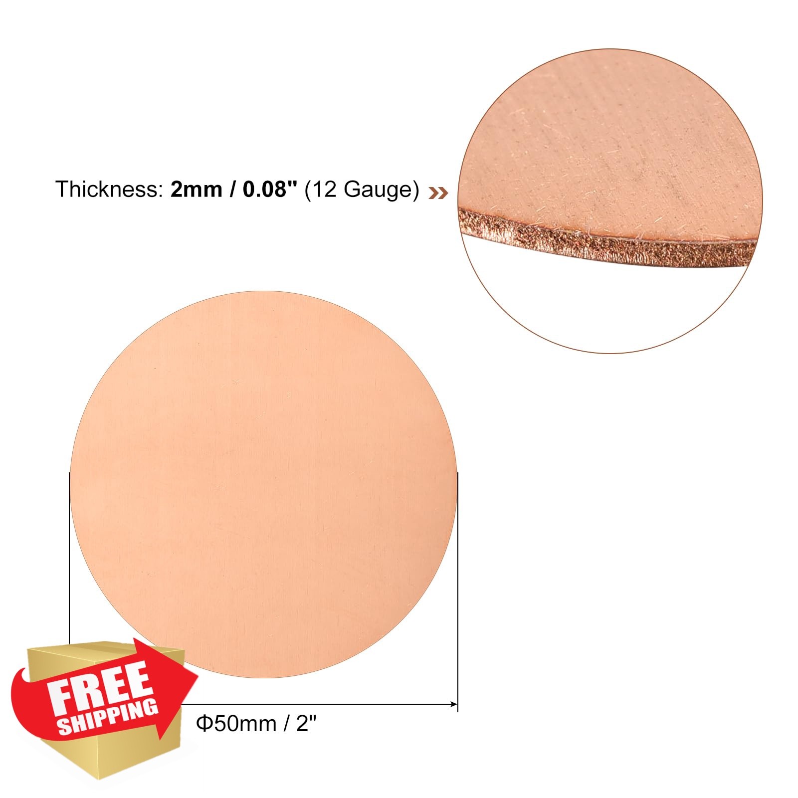uxcell 4pcs 2″ x 0.08″ Copper Sheet Plate