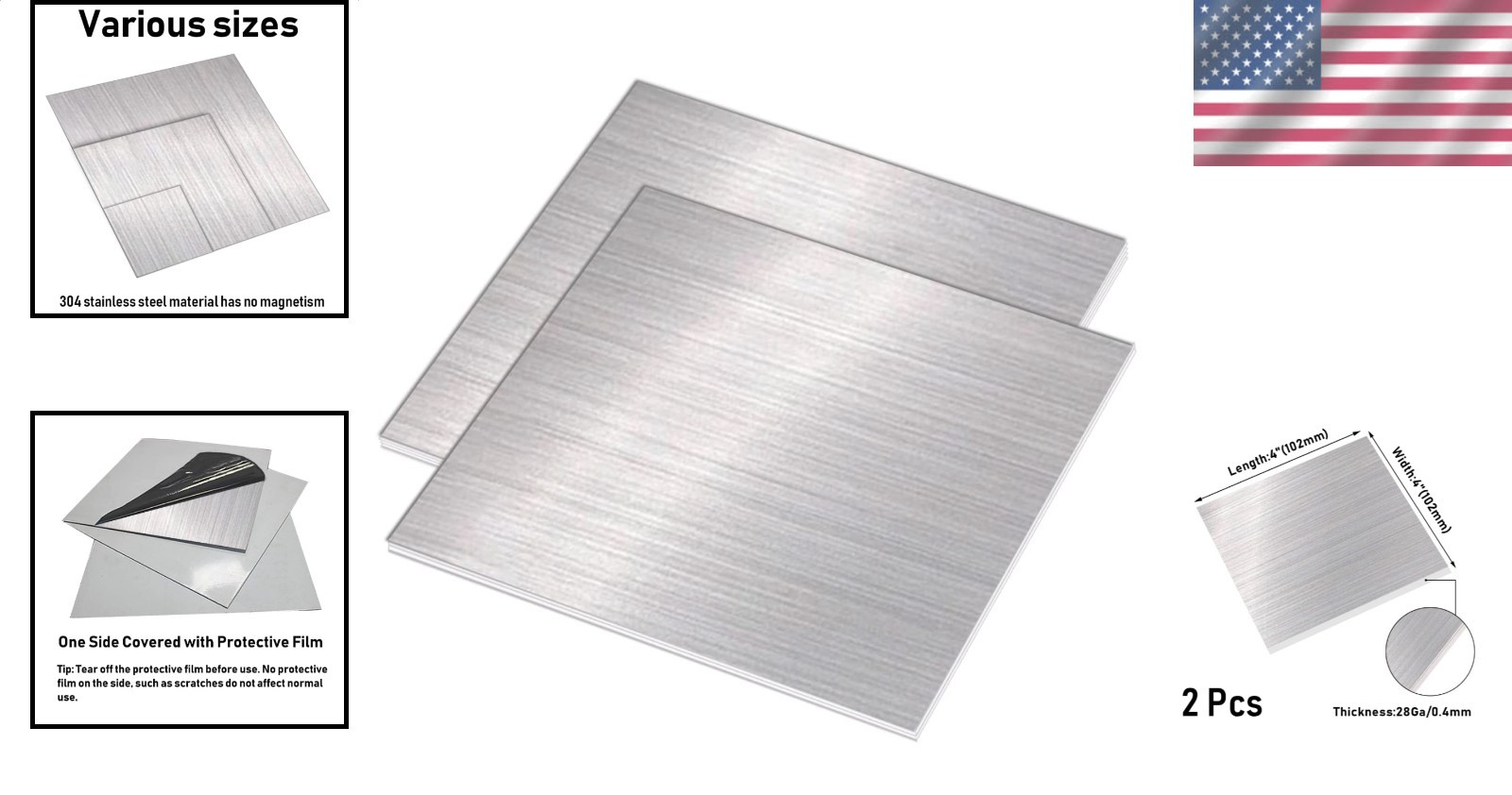 Brushed Rustproof Engineering Fabrication Plate 2 Count