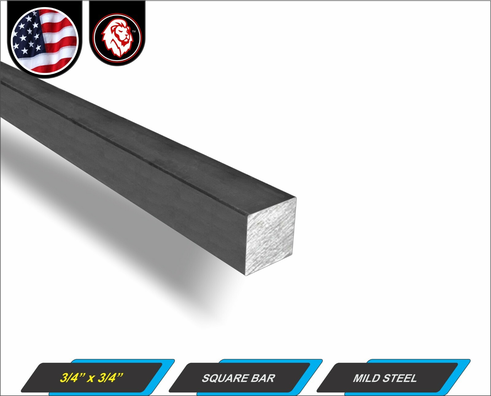 3/4″ Square Metal Bar – Square Metal Stock – Mild Steel – 72″ Long (6-ft)