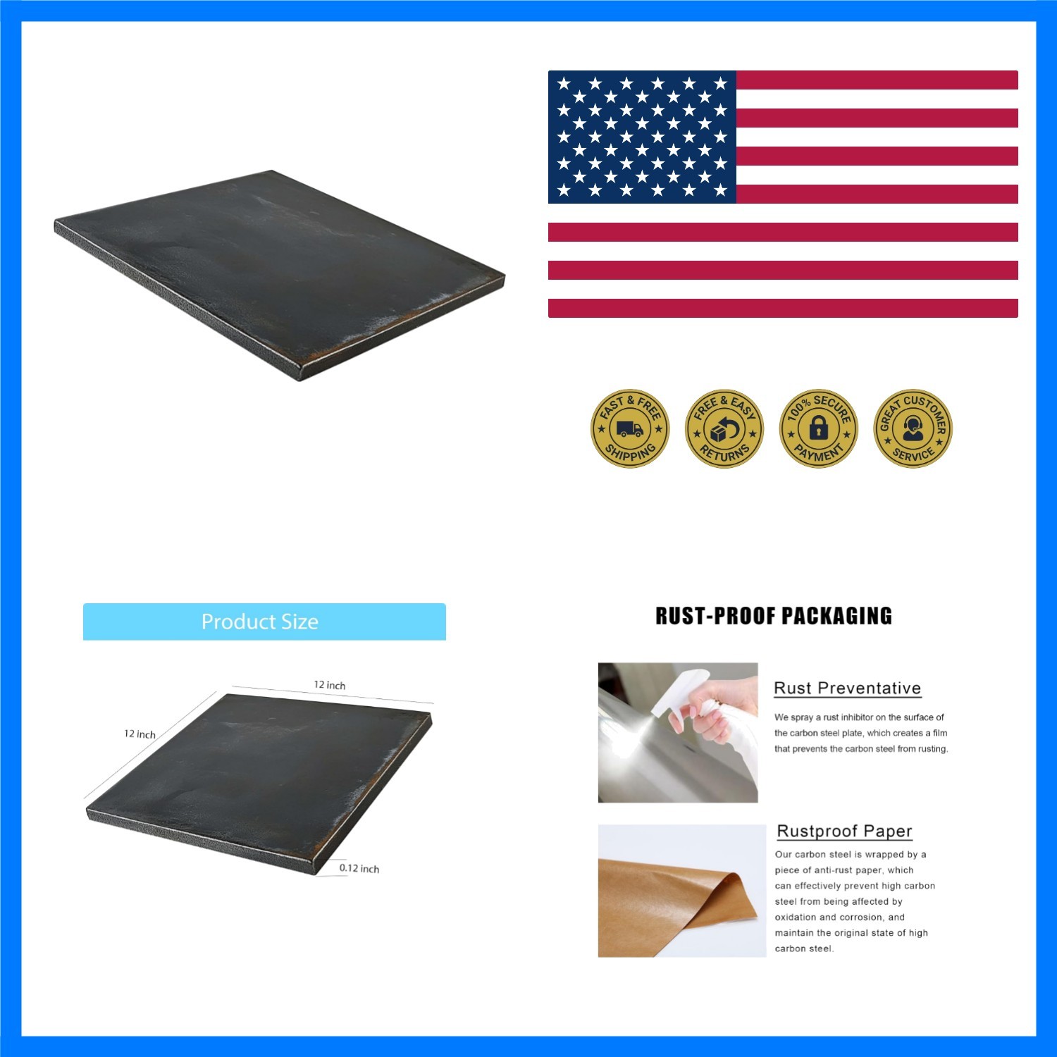 Steel Plate 1/8-12″ x 12″ x 1/8″ A36 Hot Rolled Metal Steel 0.126mm inch Plat…