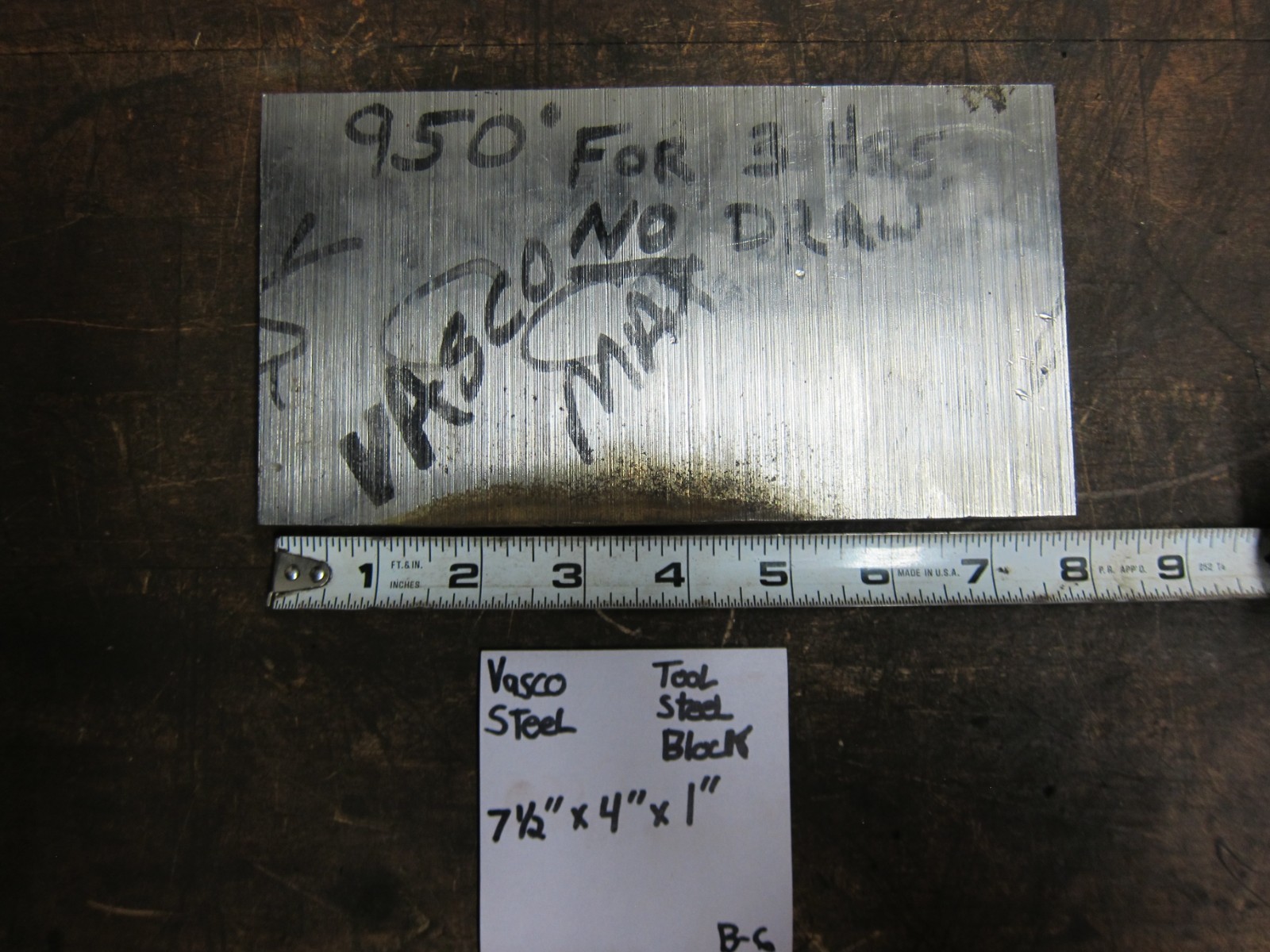 Vasco Steel Tool Steel Flat Bar/Block – 1″ Thick x 4″ Wide x 7.5″+ Length