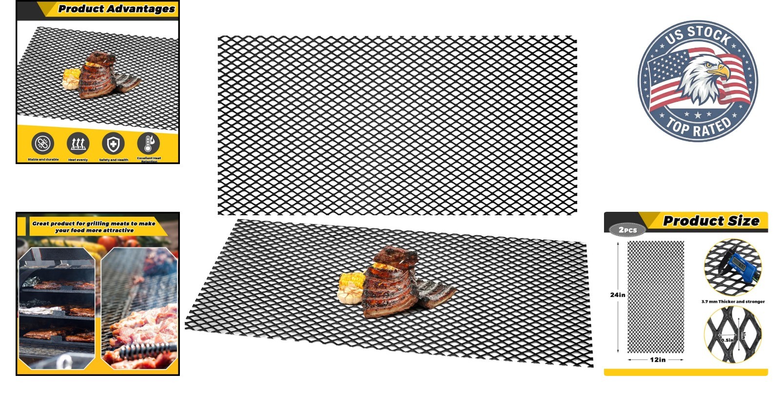 9 Gauge Expanded Steel Mesh Sheet for BBQ & DIY, 2 Pieces – 24 x 12 Inches