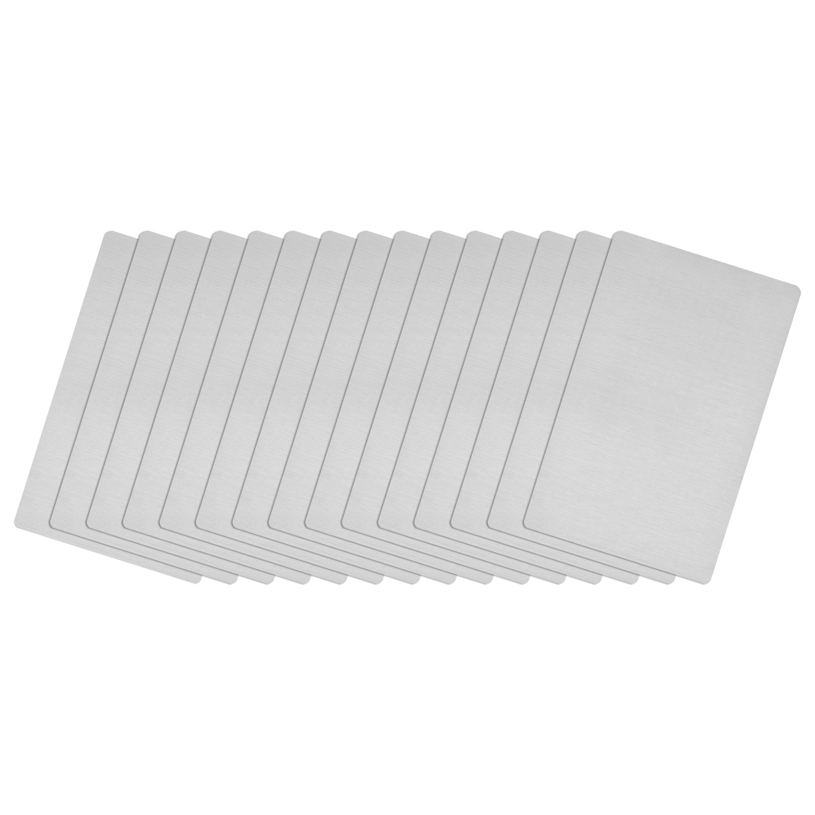 66x45x0.4mm Brushed 201 Stainless Steel Blank Metal Card Silver Tone 15Pcs