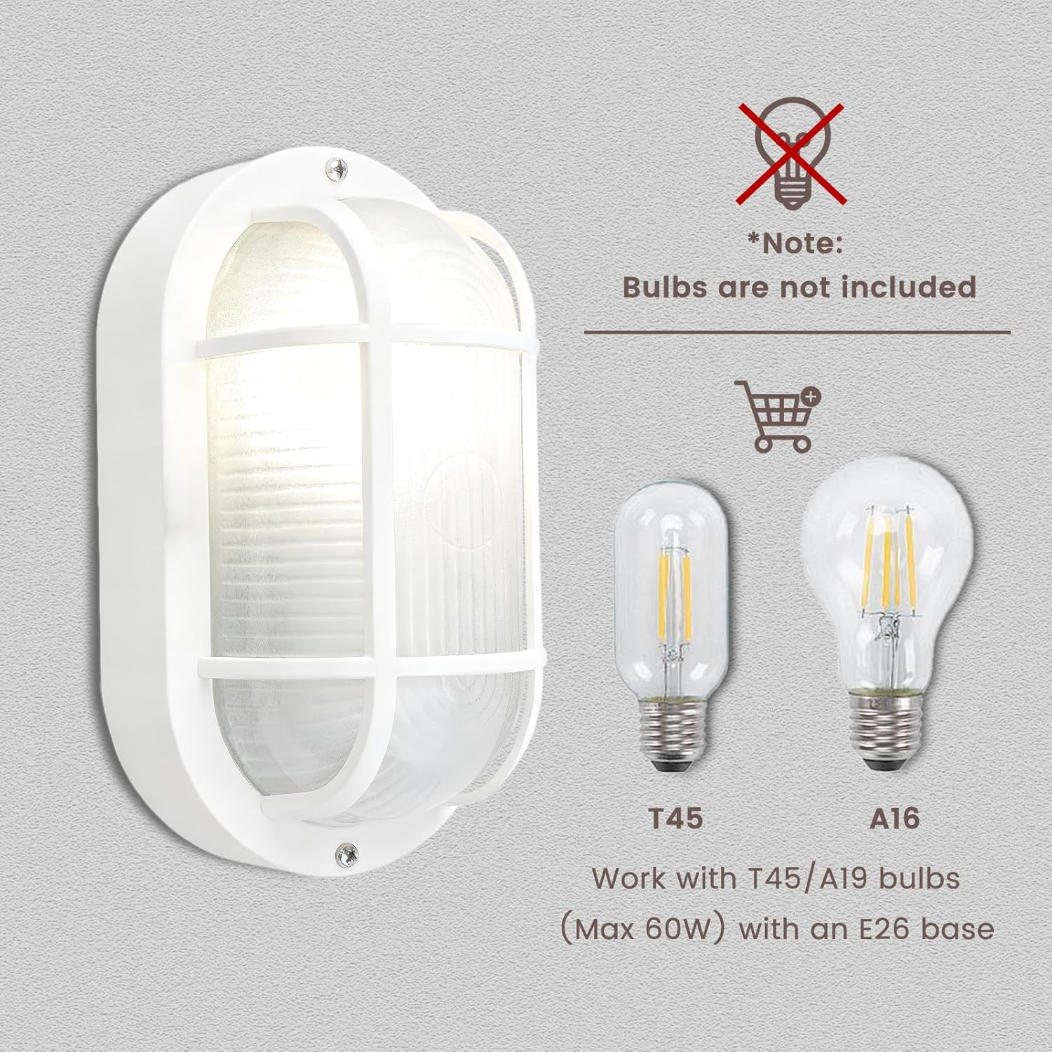 8.5″ Die-Cast Aluminum & Frosted Glass Modern Wall Lamp, 60W Max E26 Base Outdoo