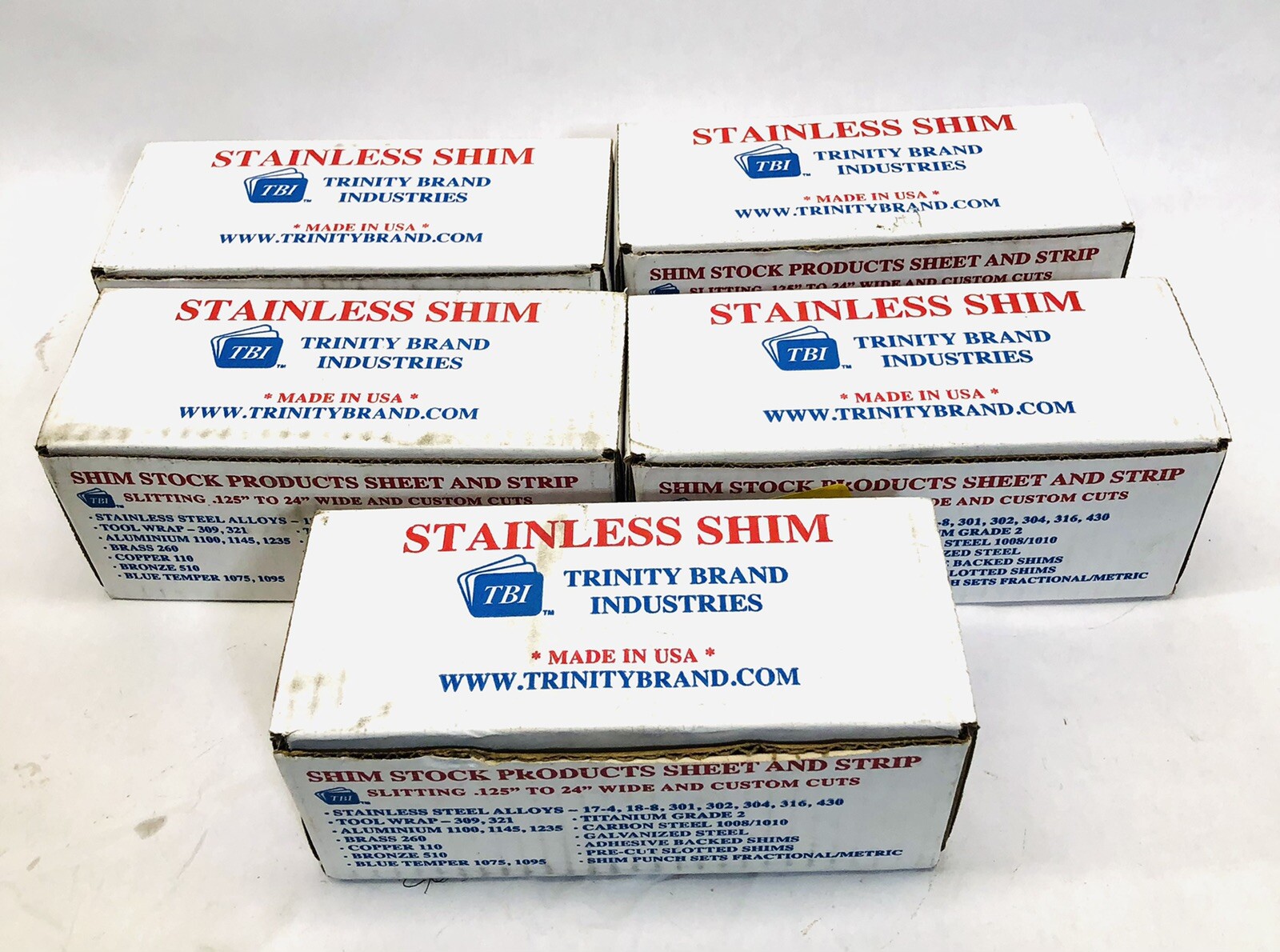 LOT OF 5 TRINITY #SN-2 STAINLESS SHIM 50″L 6″W & .002 THICKNESS