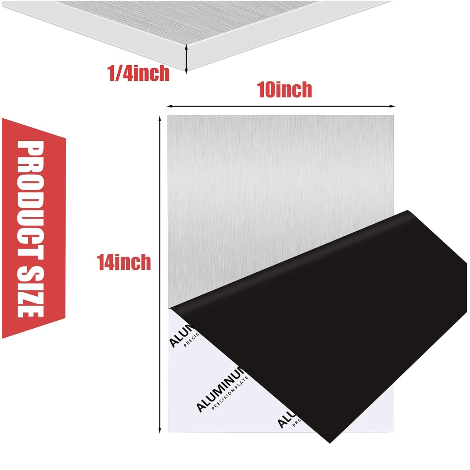 Heavy Duty Aluminum Sheet Plate, 10x14x1/4″, Protective Film