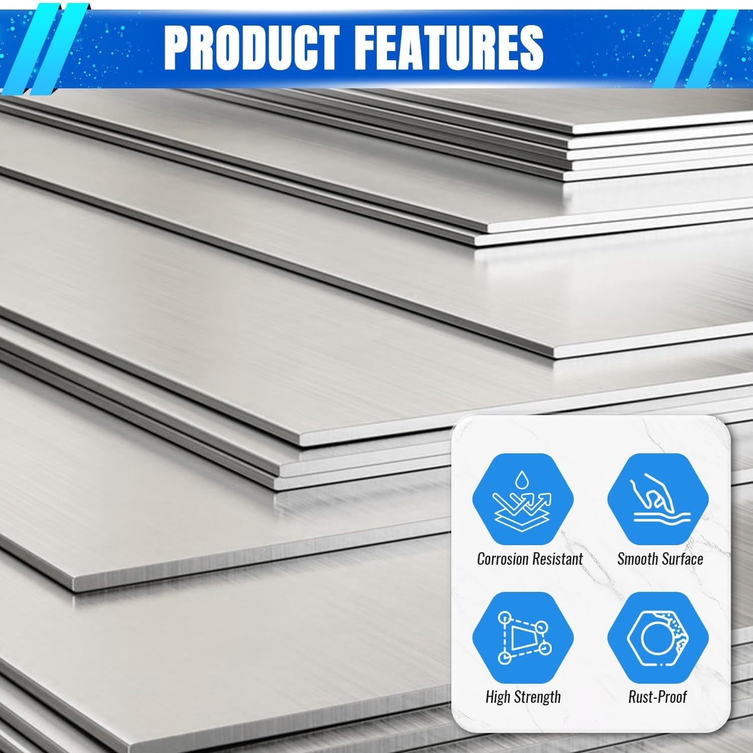 Uxney 2mm Stainless Steel Sheet 2×4 Inch, 430 2″ x 4″-14 Gauge(2mm), Silver