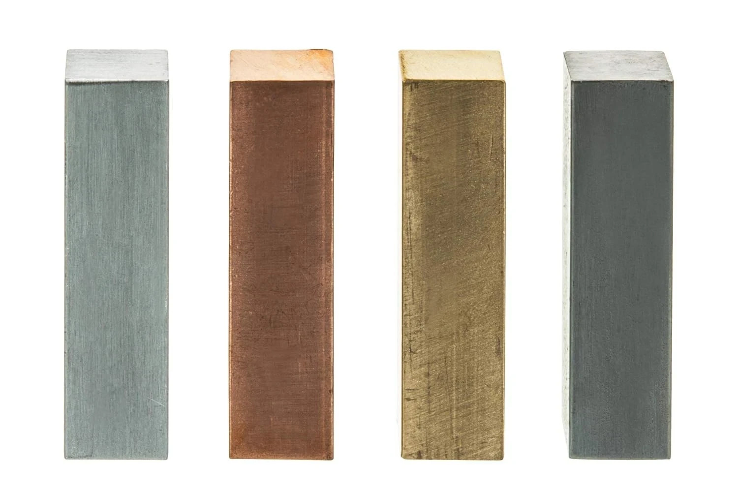 EISCO 4pc Metal Block Set – Brass, Aluminum, Steel & Copper – 2″ x 0.5″ -…