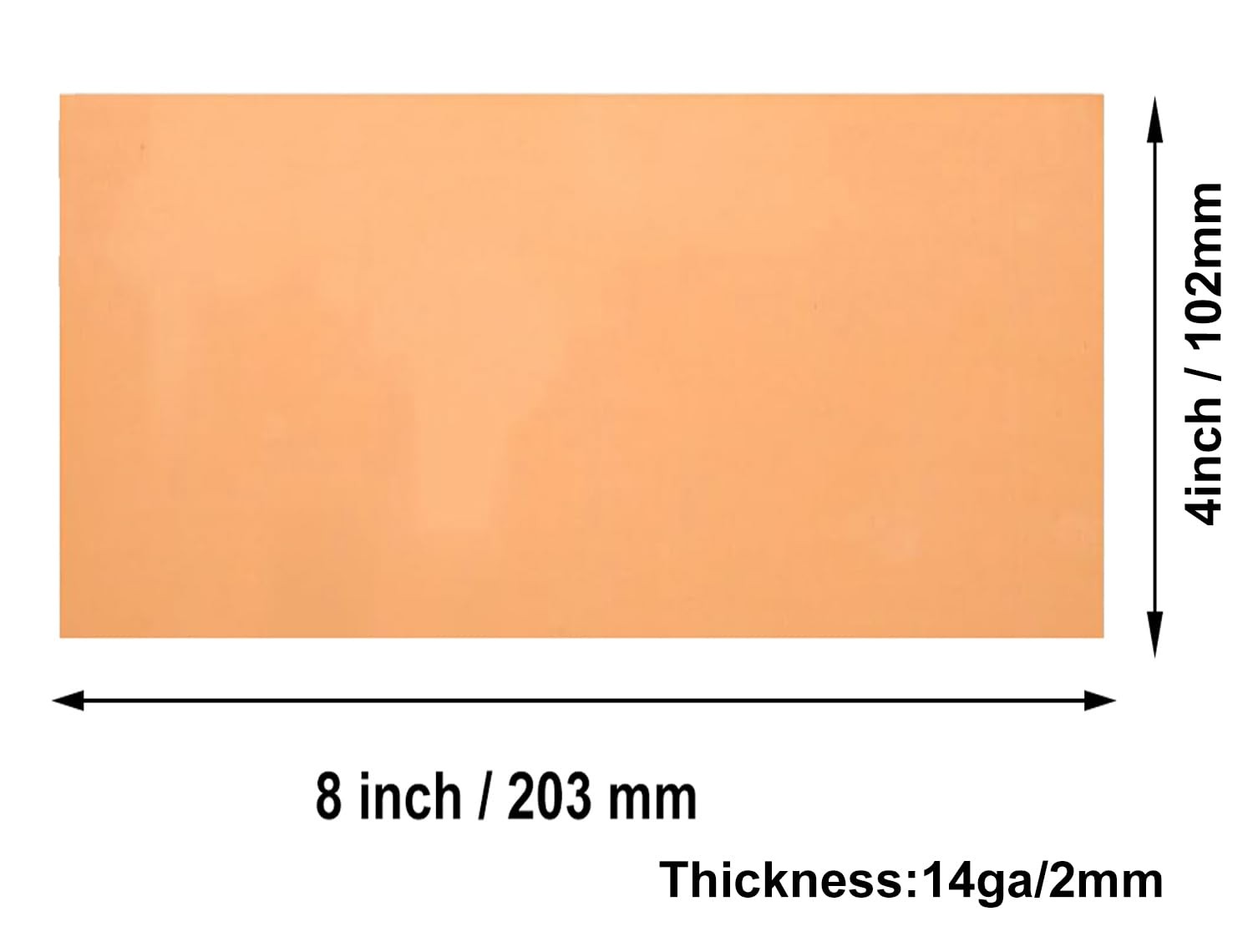 Copper Sheet 4″x8″ 14 Gauge 2mm Metal Plate Protective Film Craft