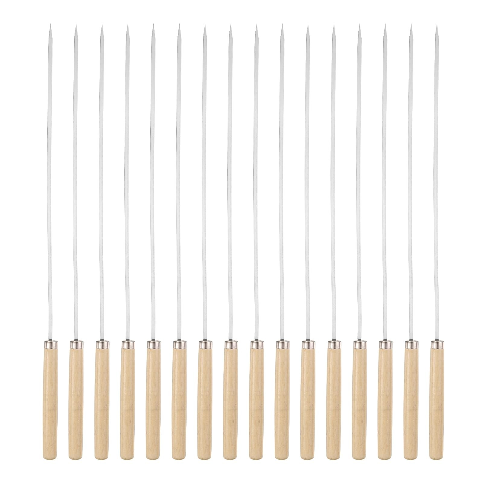 HARFINGTON 16pcs Metal Kebob Skewers 13″ 3.3mmx0.8mm Stainless Steel Flat Sticks