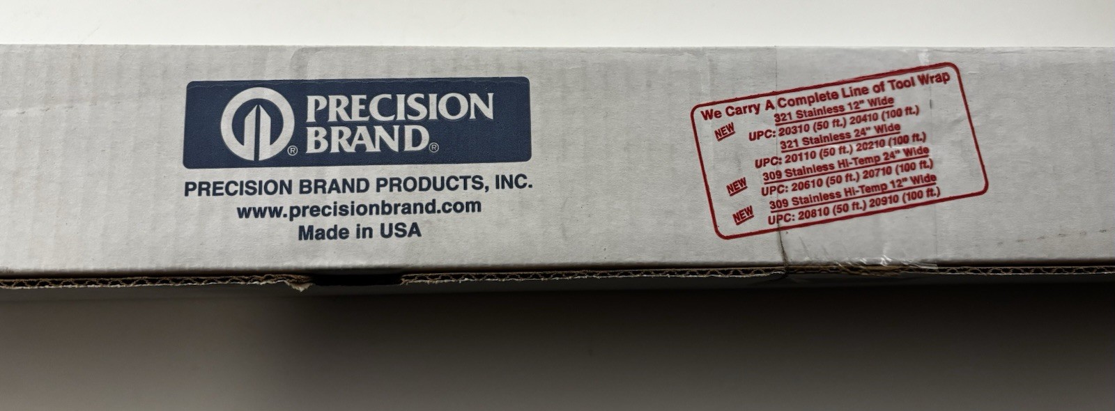 Precision Brand Stainless Steel Type 321 Tool Wrap 20”x50’ .002” Gauge Upc 20425
