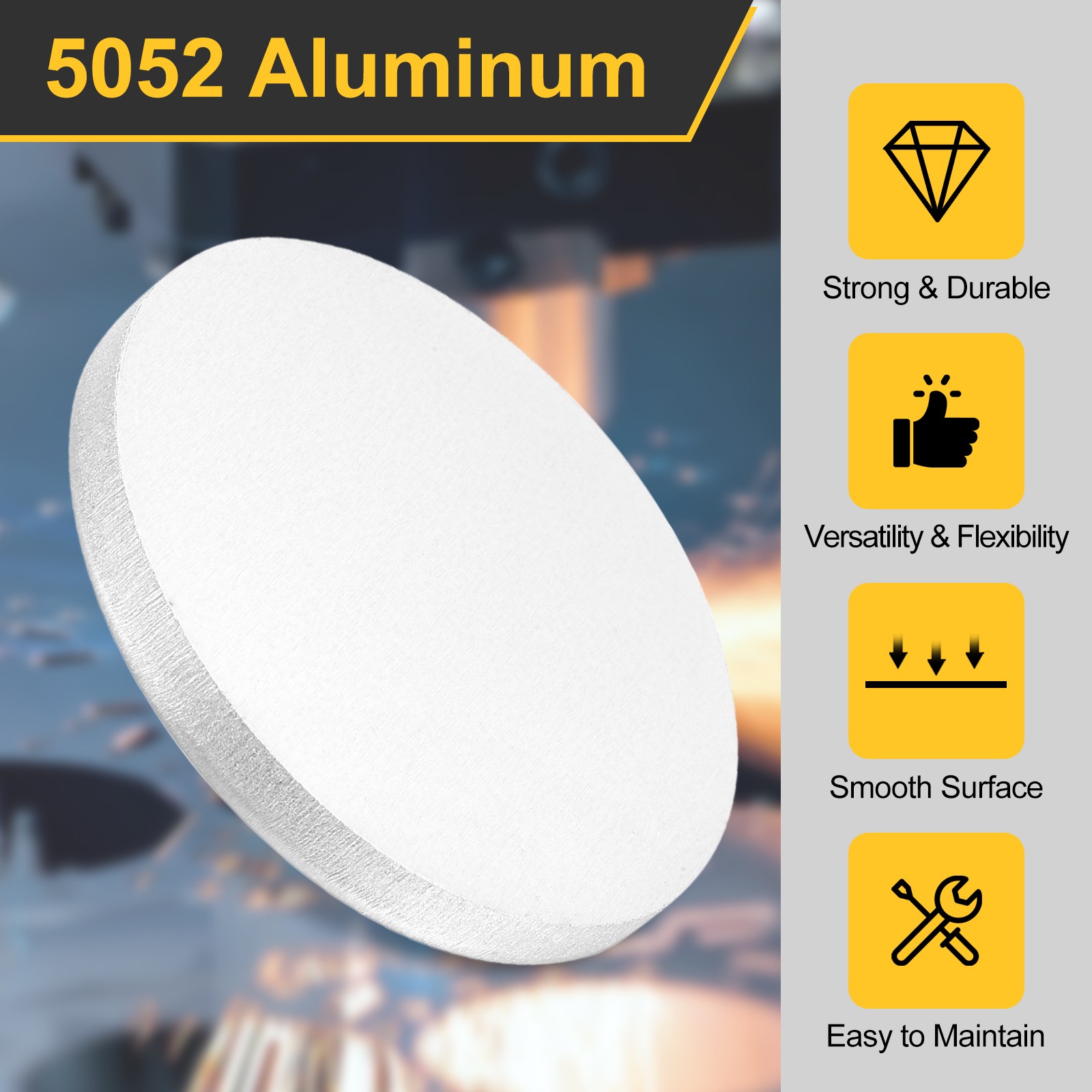 6Pcs Aluminum Disc 2″(50mm) Dia 0.16″(4mm) Thick Round 5052 Aluminum Sheets