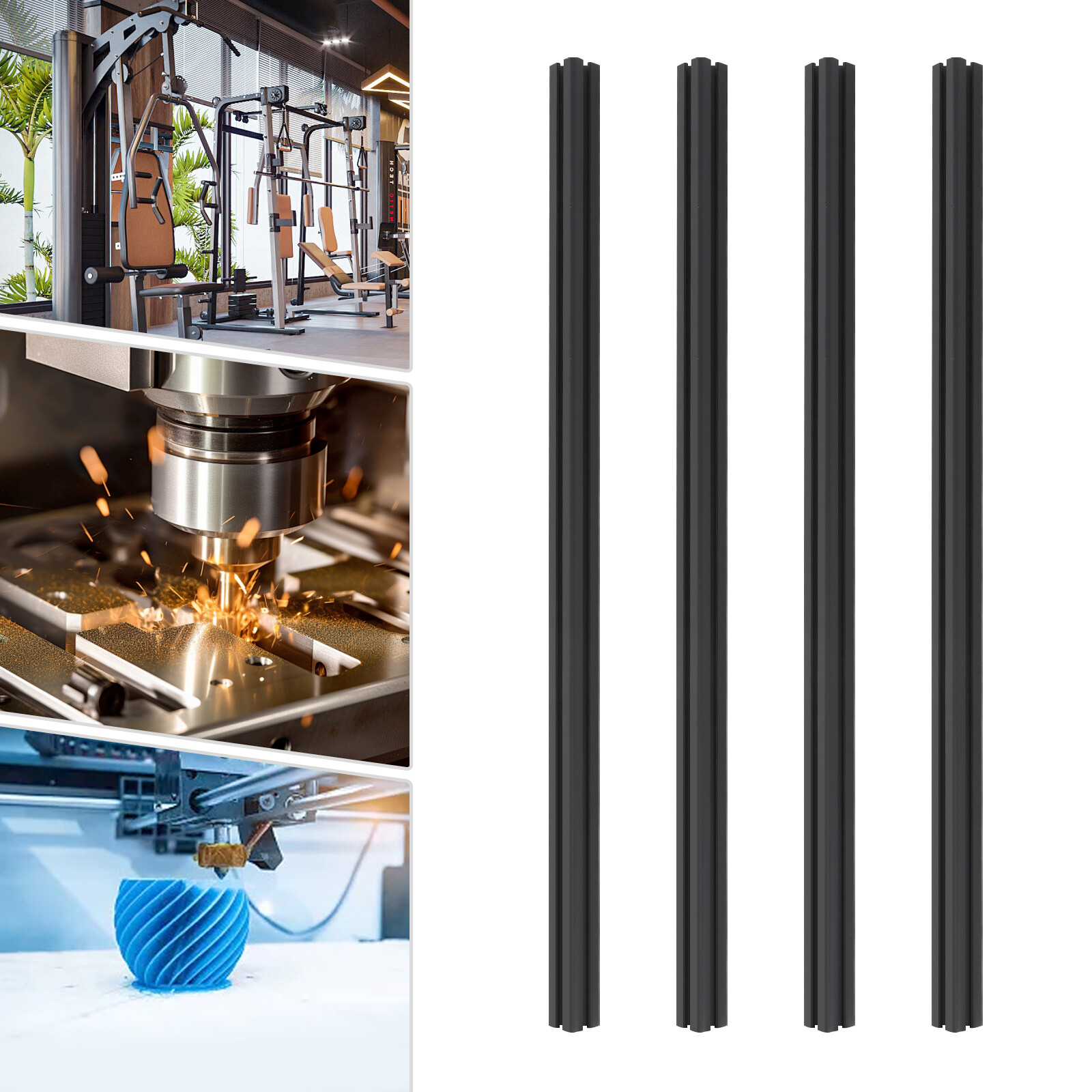 4pcs Aluminum Extrusion European Standard 4040 T Slot 1.5mm Tube Wall Thickness