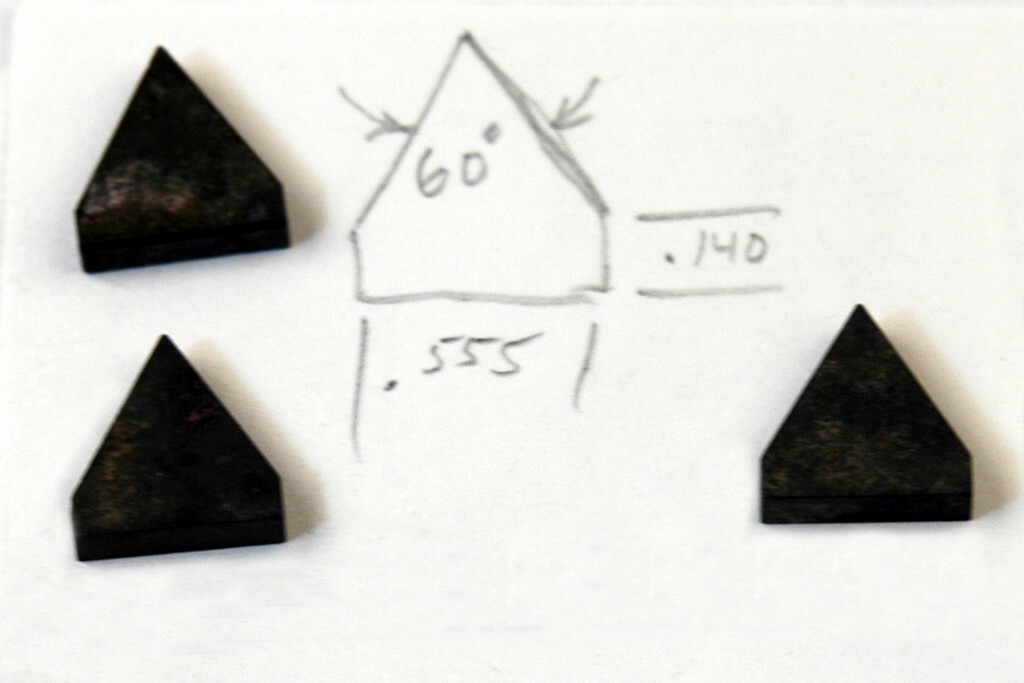 TRIANGLE 60 DEG POINT .555 WIDE X .140 SOLID CARBIDE BLANK LOTOF 3(K-1-3-5-17)