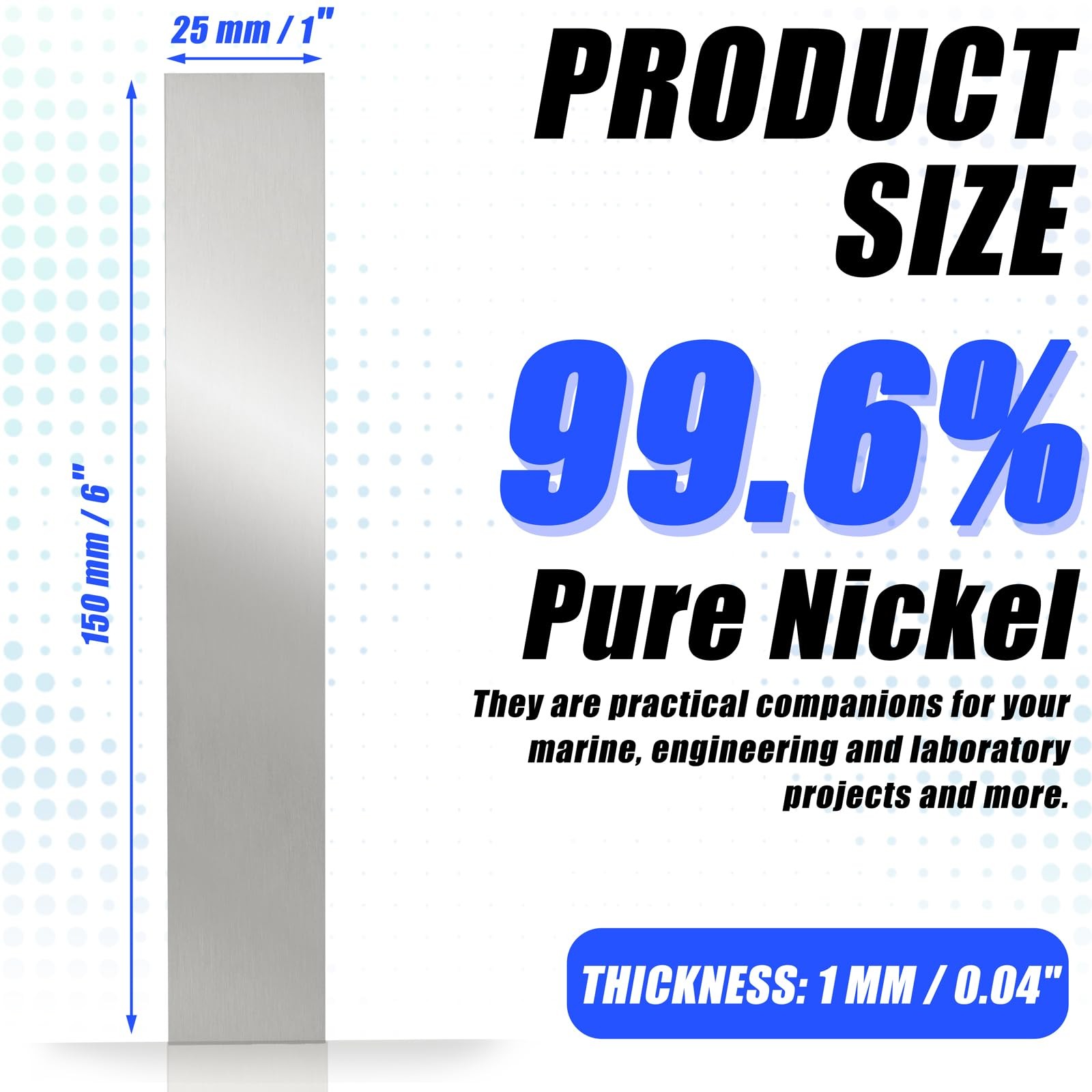 Ticikim Pure Nickel Sheet 99.6 Nickel Anode Sheet 0.04 X 1 X 6 Inches For
