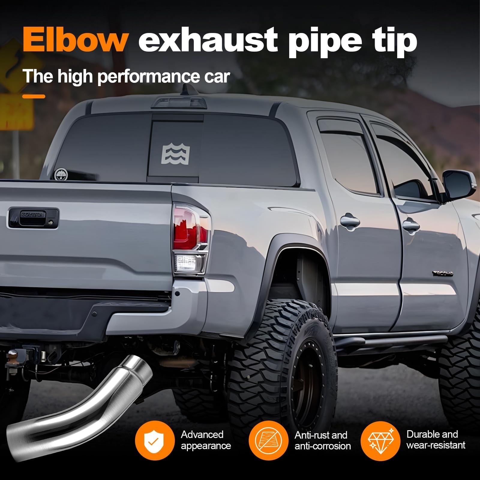 5 to 6 Inch Exhaust Elbow Tip, Steel Mandrel Bent, Silver | Universal fit pic…