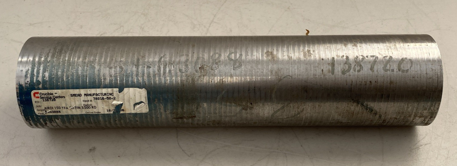 AIRDI 150 Tool Steel Round Bar 3.5″ Dia x ~15″ A2 D2 Class Lathe Stock Billet