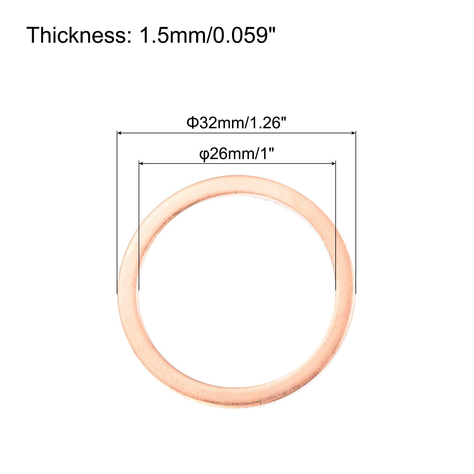 MECCANIXITY 12 Pcs Flat Copper Washers, 26x32x1.5mm Copper Upgraded Flat Metric