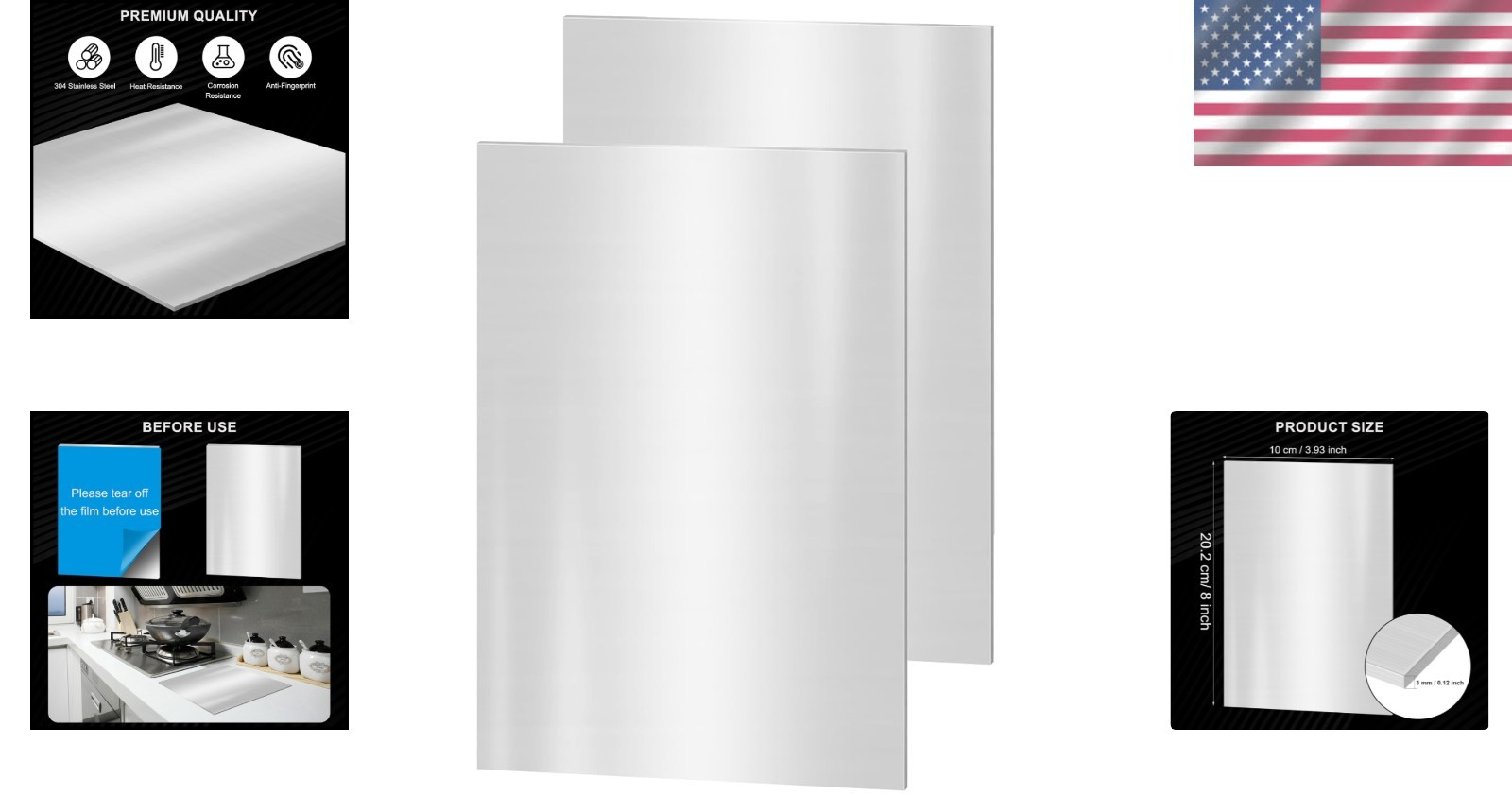 Stainless Steel Plates 4x8x1/8 inch, 304 Shim Plates, 2-Pack