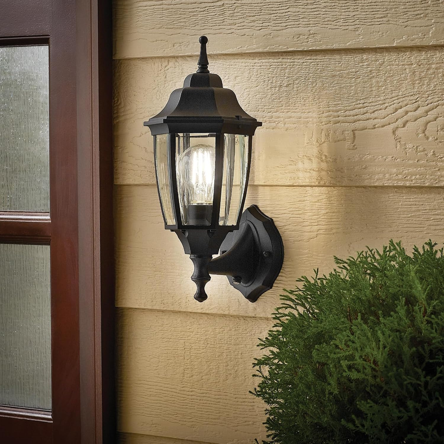 Die-Cast Aluminum & Glass Dusk to Dawn Photocell-Controlled Outdoor Wall Light,