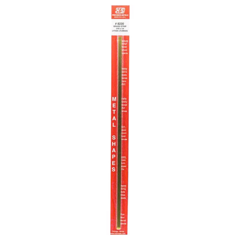K&S 8230 Brass 12 L in. Strip 0.016 x 1/4 W in.