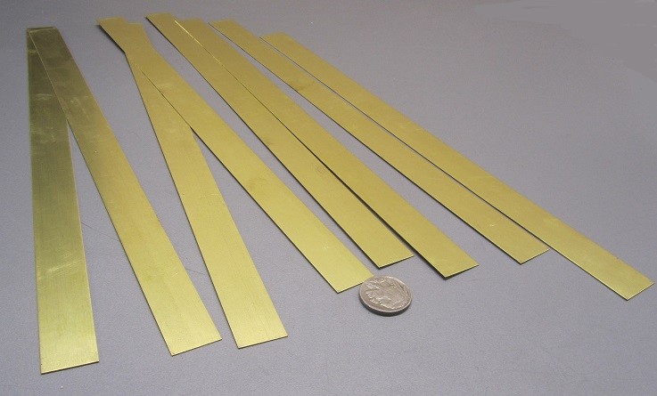 260 Brass Flat Bar .016″ (+/- 0.002″) Thick x 3/4″ Wide x 1 Foot Length, 8 Units