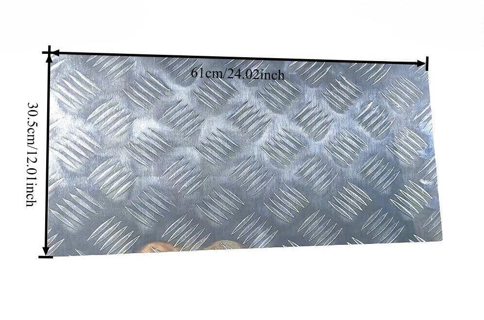 1PC 305x610mm 5 Bar Tread Aluminum Sheet Silver, Trailer RV Repair Panel