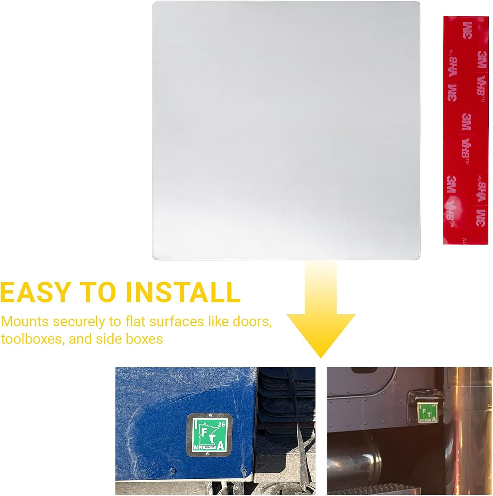 4 Inch by 4 Inch Stainless Steel Flat Permit Panel 301 No Drill Adhesive Mount