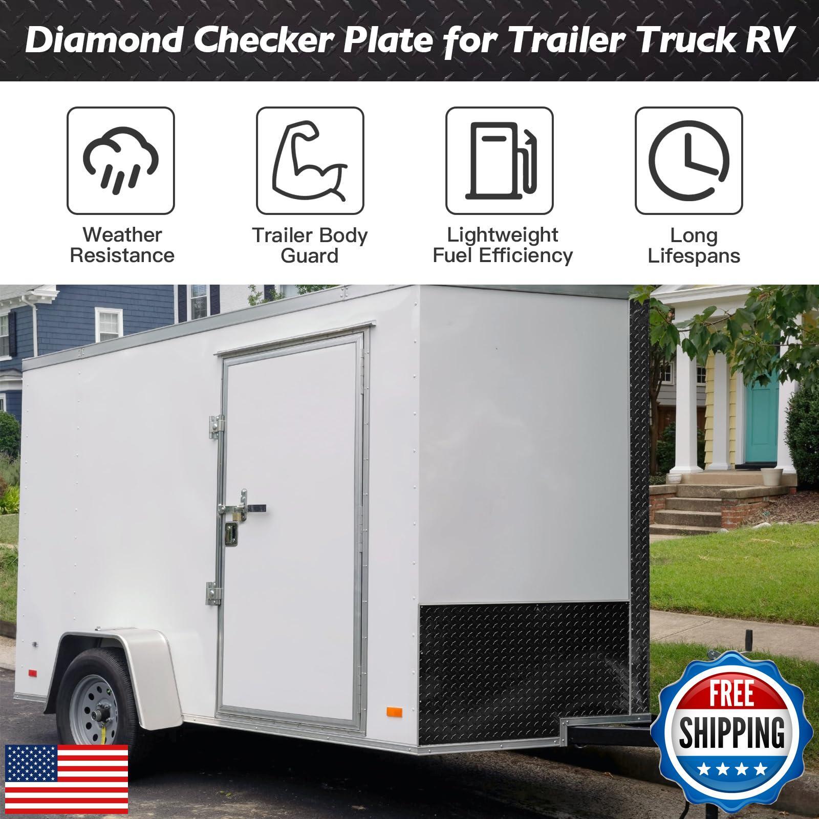 Royilink Embossed Black Aluminum Diamond Plate Sheet Metal – 0.025” Thin Trea