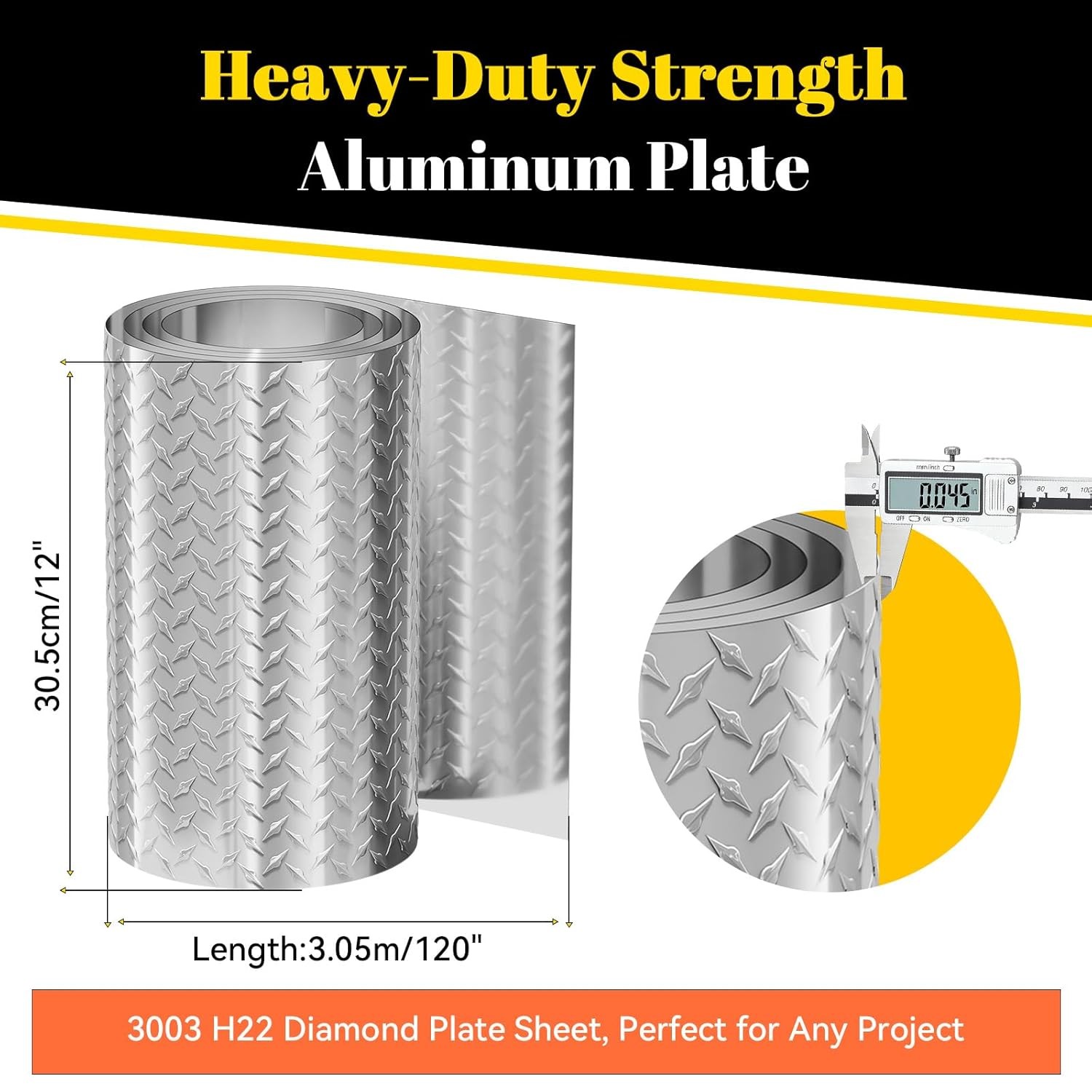 Aluminum Diamond Plate Sheet, 3003 H22, 17GA 0.045″ Thick Heavy Duty Diamond Tre