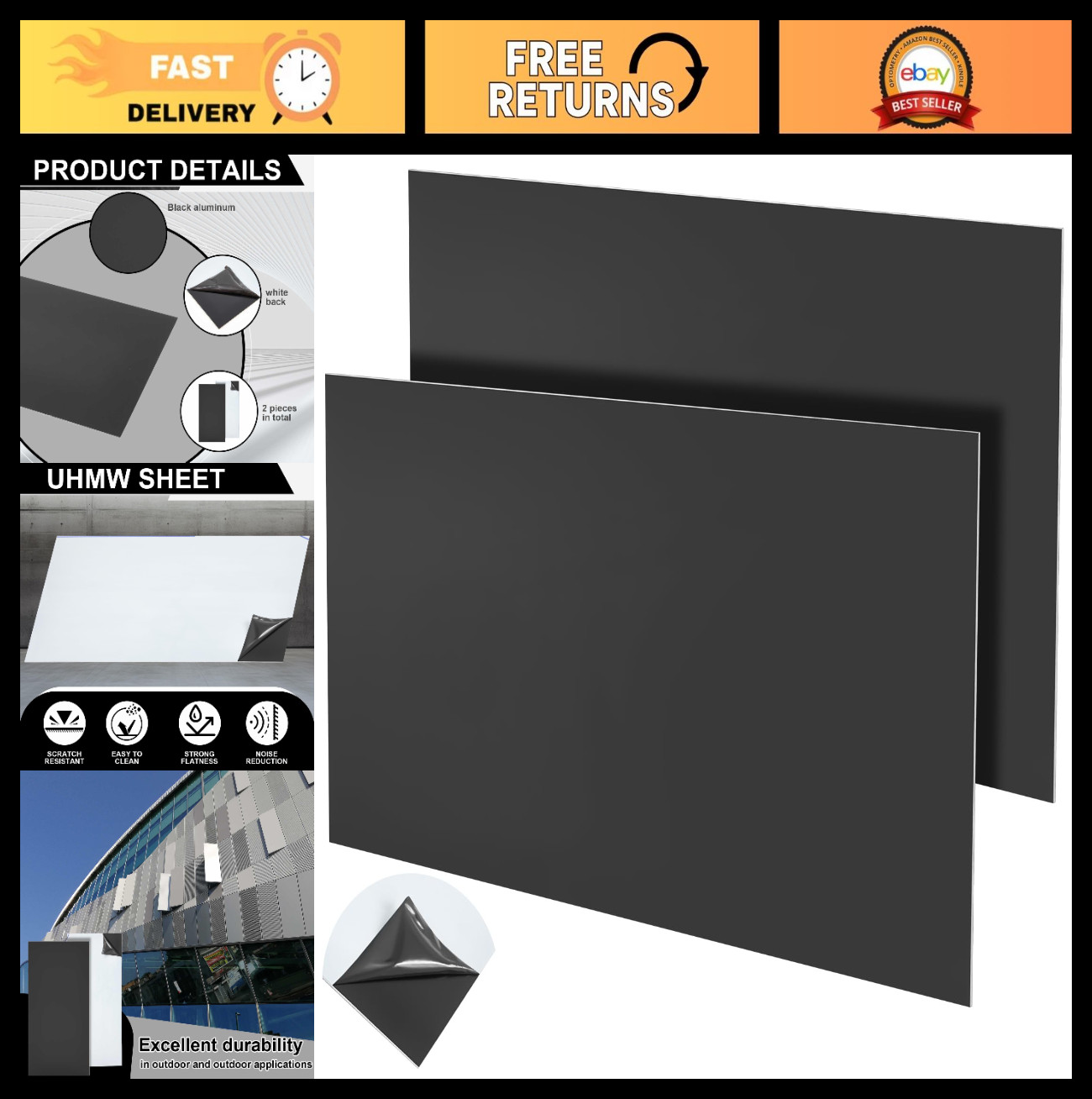 2 Pcs Aluminum Composite Panel 1/8″ Thick Rectangle Sheet for DIY Crafting 24″x1