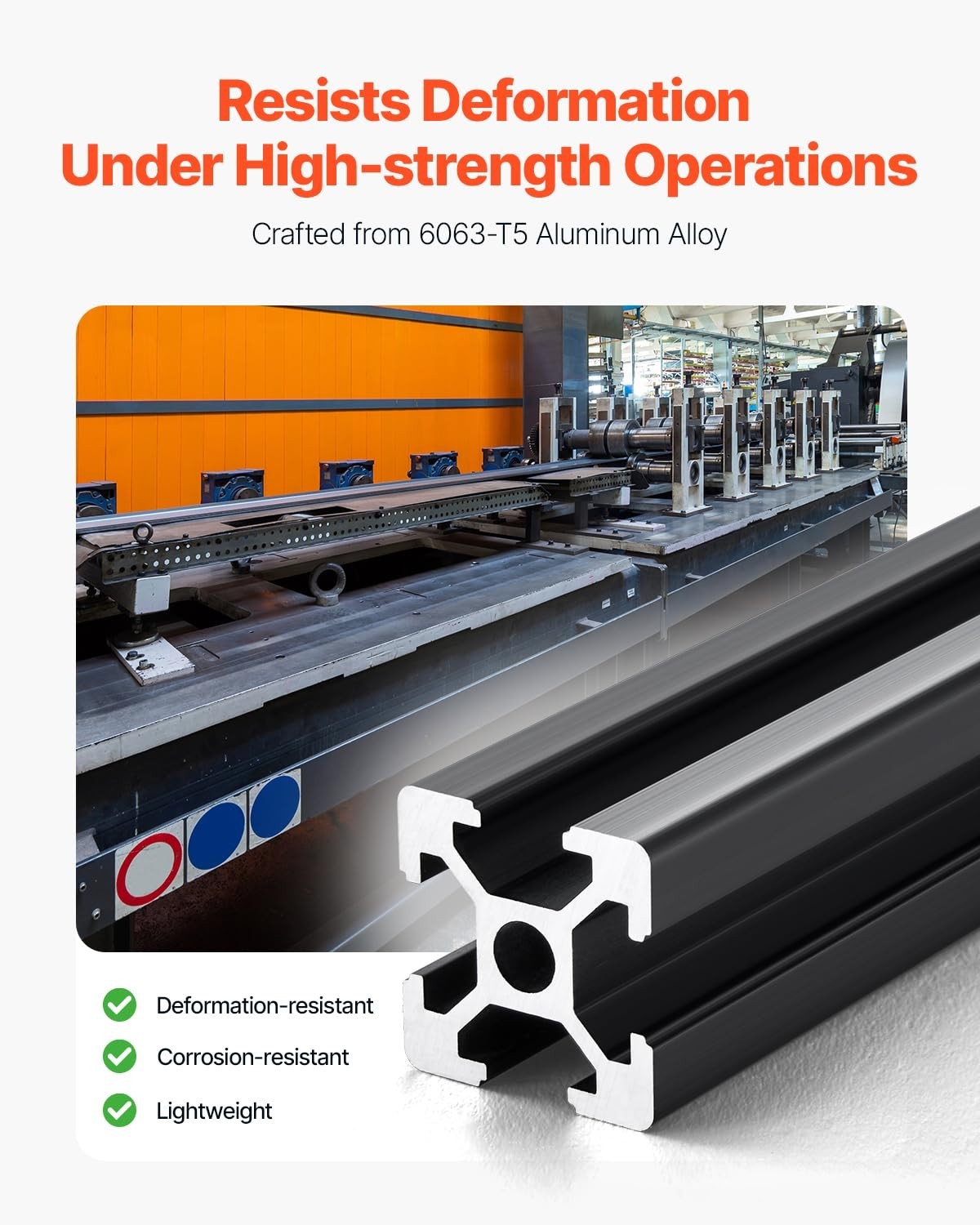 VEVOR 2020 Aluminum T-Slot Extrusion black anodized 1200 mm 4-pack