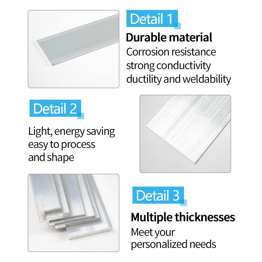 6061 Aluminum Bar 1/4″ Thickness x 2″ Width x 12″ Length Aluminum Solid Squar…