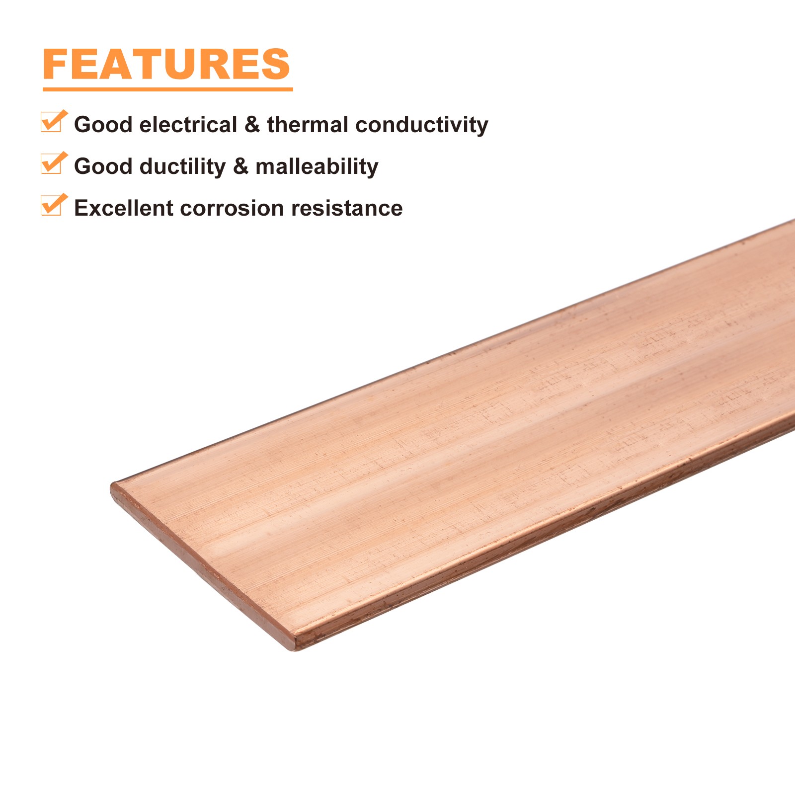 Copper Flat Bar 1/16″ Thickness x 2″ Width x 10″ Length Copper Bar Stock