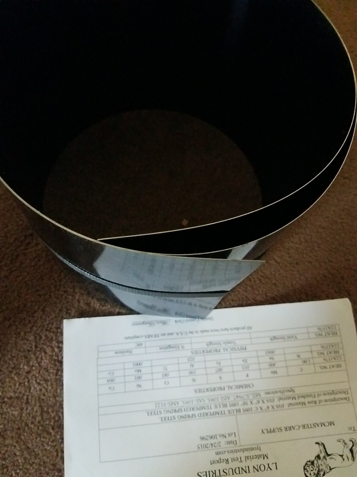 Lyon Industries Blue Tempered Steel Shim Stock 1095, BTS-16, ( .016 X 6″ X50″)