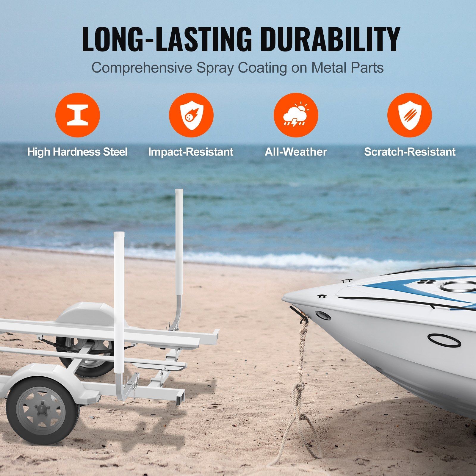 43x2PCS Galvanized Steel & PVC Adjustable Boat Trailer Guide Poles